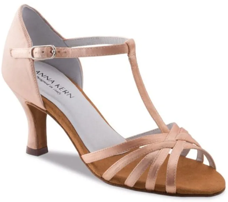 Anna Kern flesh satin dansesko med t- rem