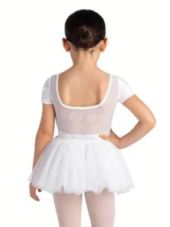 Bloch hvidt tutu med korte ærmer og velour