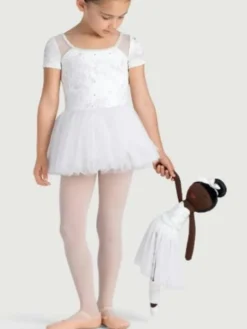 Bloch hvidt tutu med korte ærmer og velour