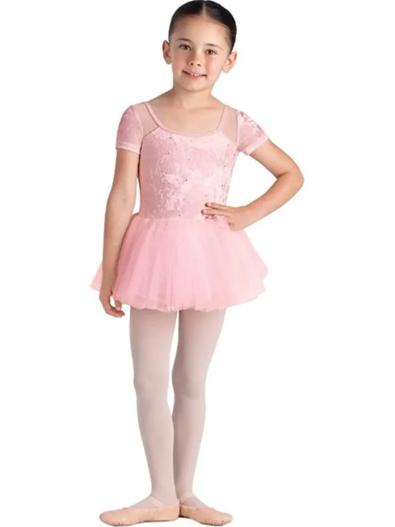 Bloch rosa tutu med korte ærmer og velour