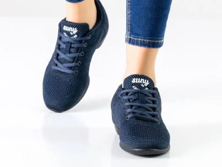 Blåsorte sneaker åndbar strik til damer - Suny