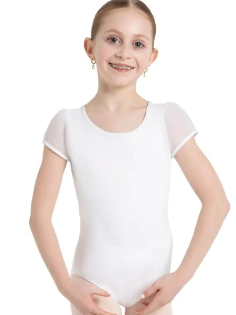 Capezio hvid dragt med puf ærmer til piger