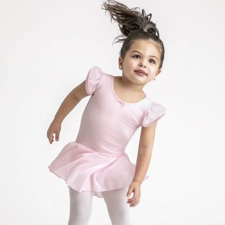 Capezio rosa dragt m.skørt og puf ærmer til piger