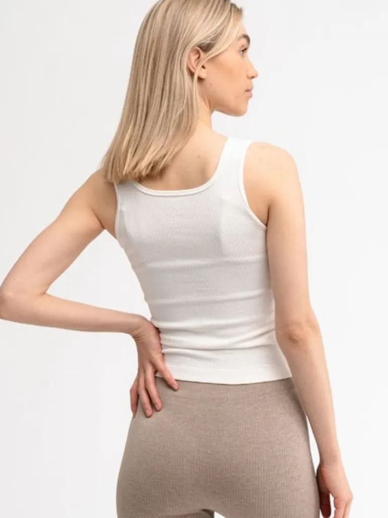 Drop of mindfulness hvid seamless rib top