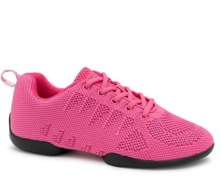 Fuschia farvet dansesneaker i åndbar strik til damer - Suny
