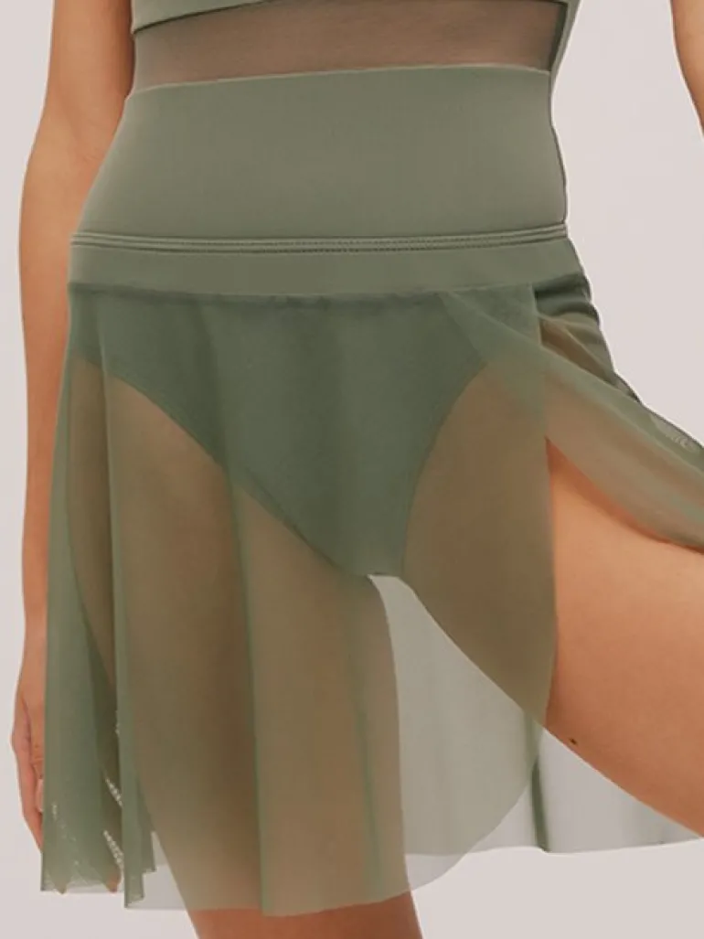 Grishko olivengrønt pull on faux wrap skørt