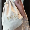 Hør rygsæk/mulepose med guld YOGA skrift