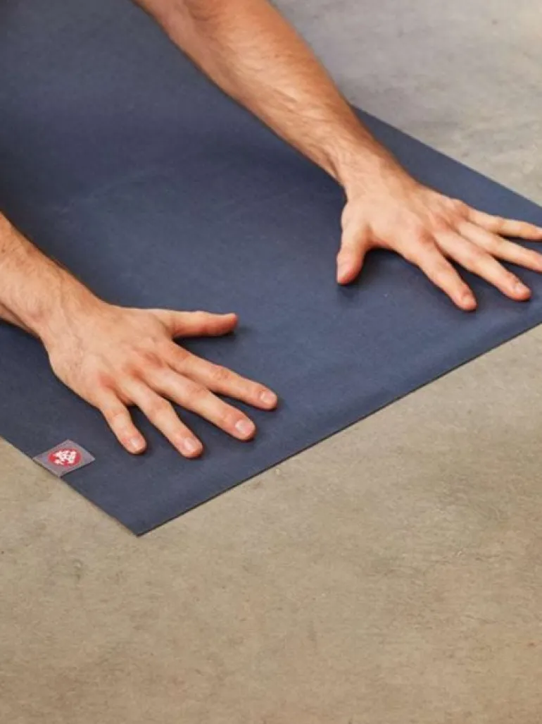 Manduka blå let travel måtte til yoga