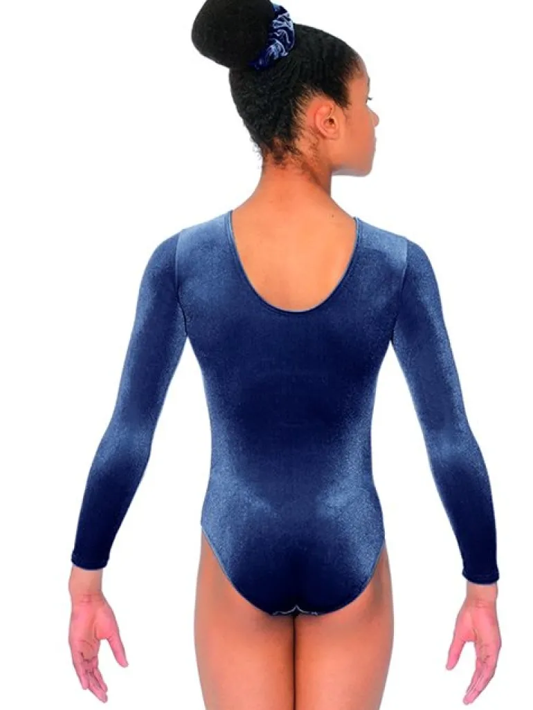 Navy velour gymnastikdragt piger The zone
