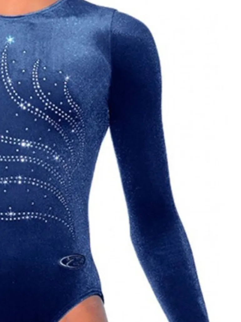 Navy velour gymnastikdragt piger The zone