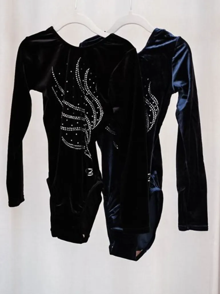 Navy velour gymnastikdragt piger The zone