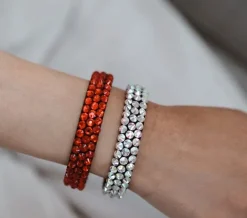 Røde rhinsten armbånd